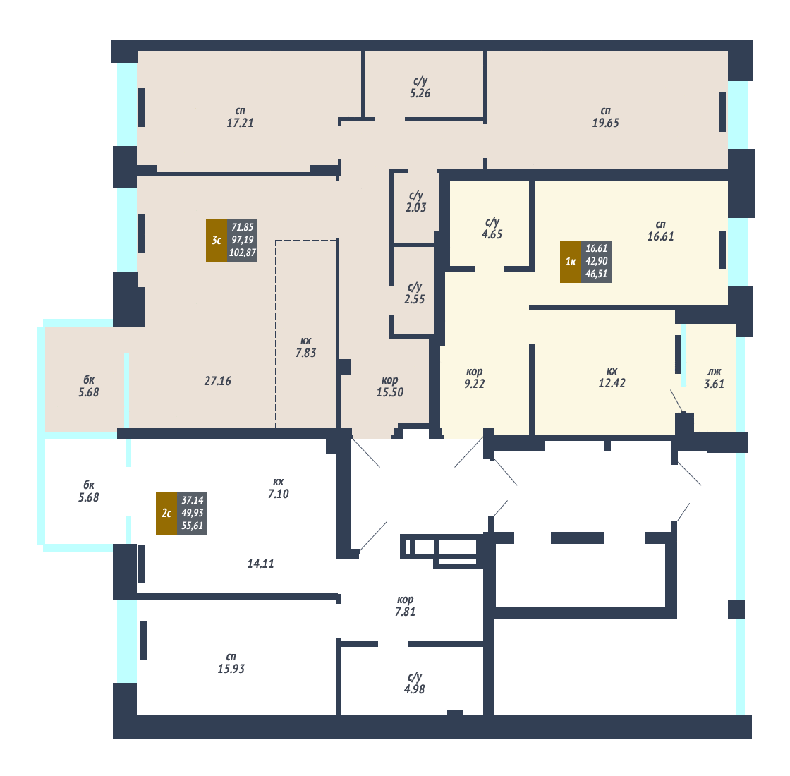 ЖК «Михайловский» - дом 4, секция 3, этаж 3