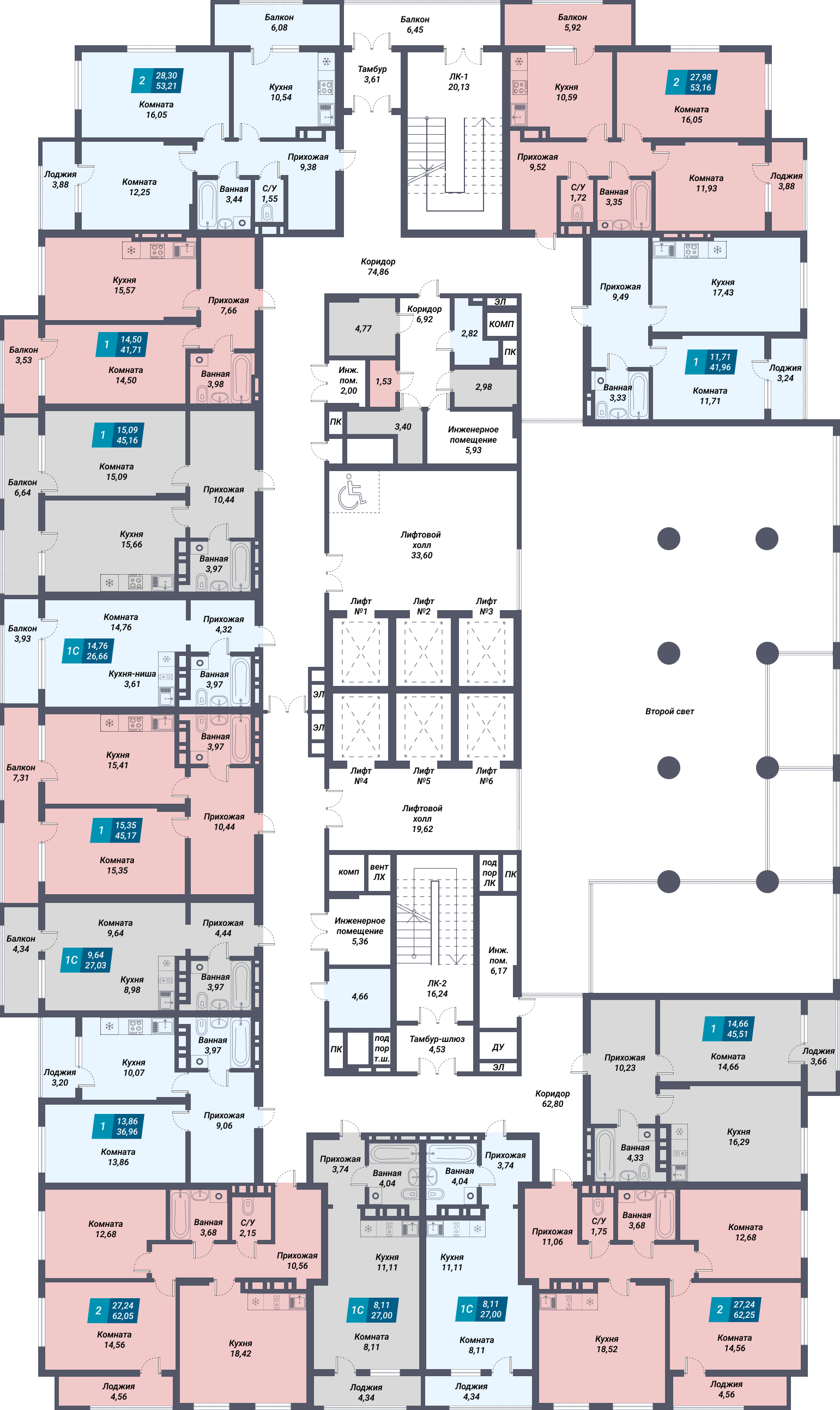 ЖК «Менделеев» - дом 21, подъезд 1, этаж 2
