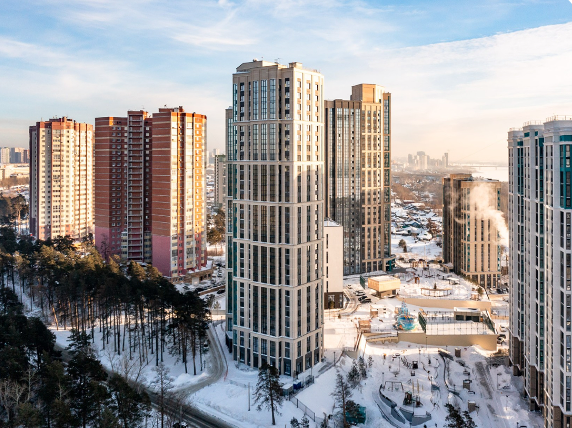 ЖК Бирюзовая жемчужина-4, фасад здания, вид с высоты